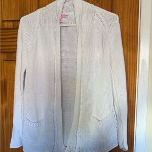 Lilly Pulitzer white Open-Knit Cardigan with Pink Label